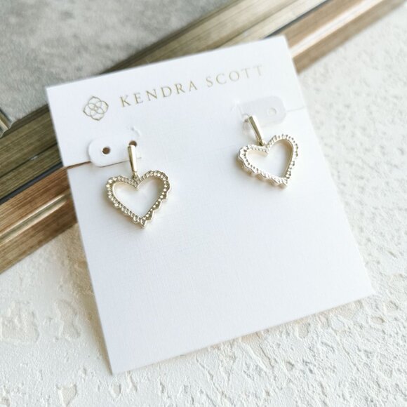 Kendra Scott Sophee heart Gold Drop Earrings - Picture 2 of 3
